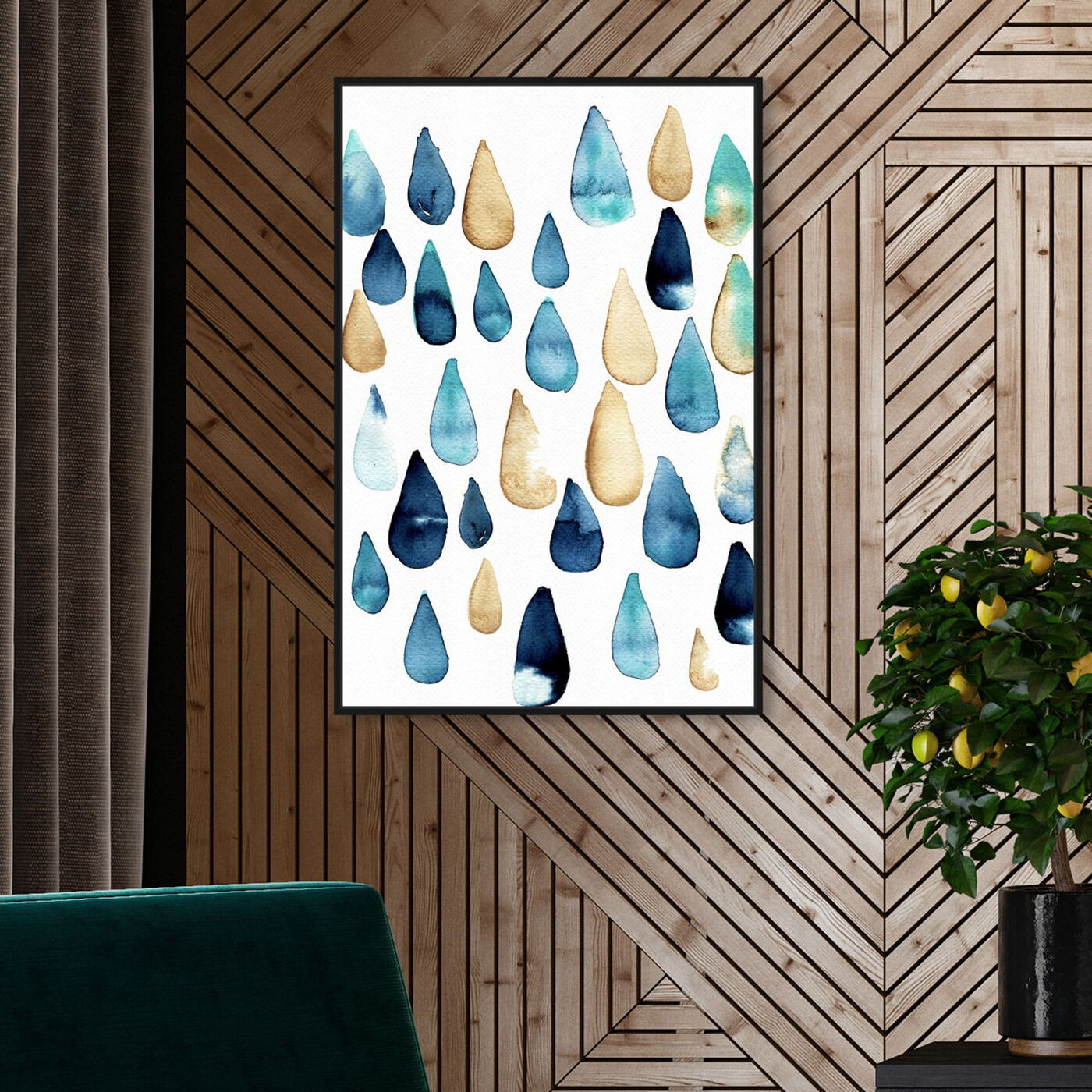 Hanging view of Rain Drops Are Fallin featuring abstract and paint art.