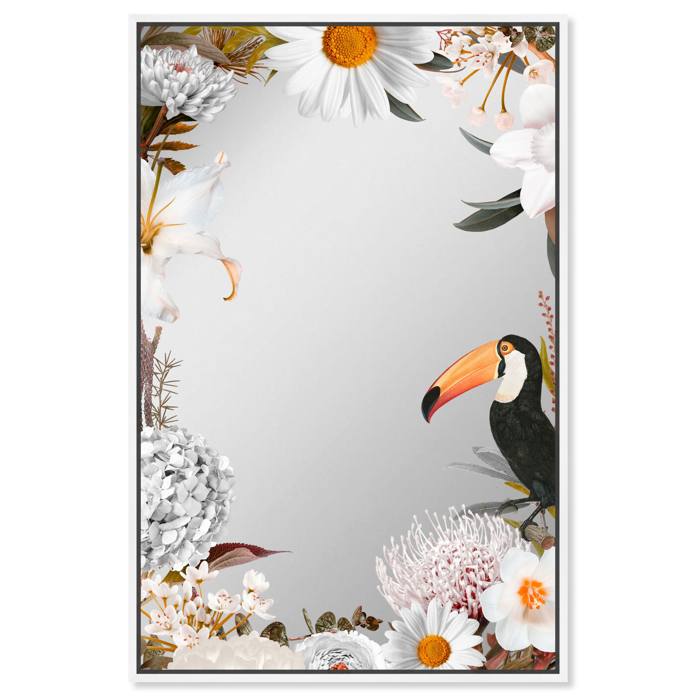 Tucan White Floral Mirror