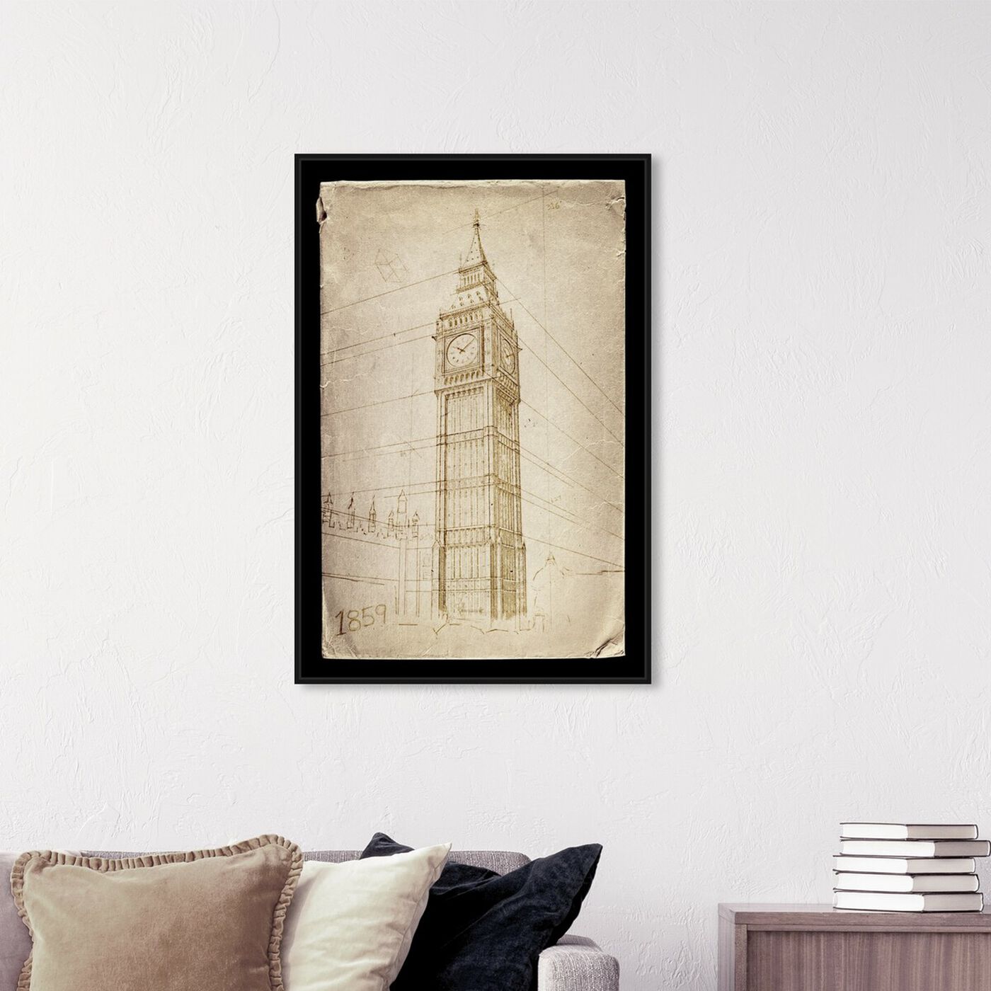 Hanging view of Big Ben featuring architecture and buildings and european buildings art.
