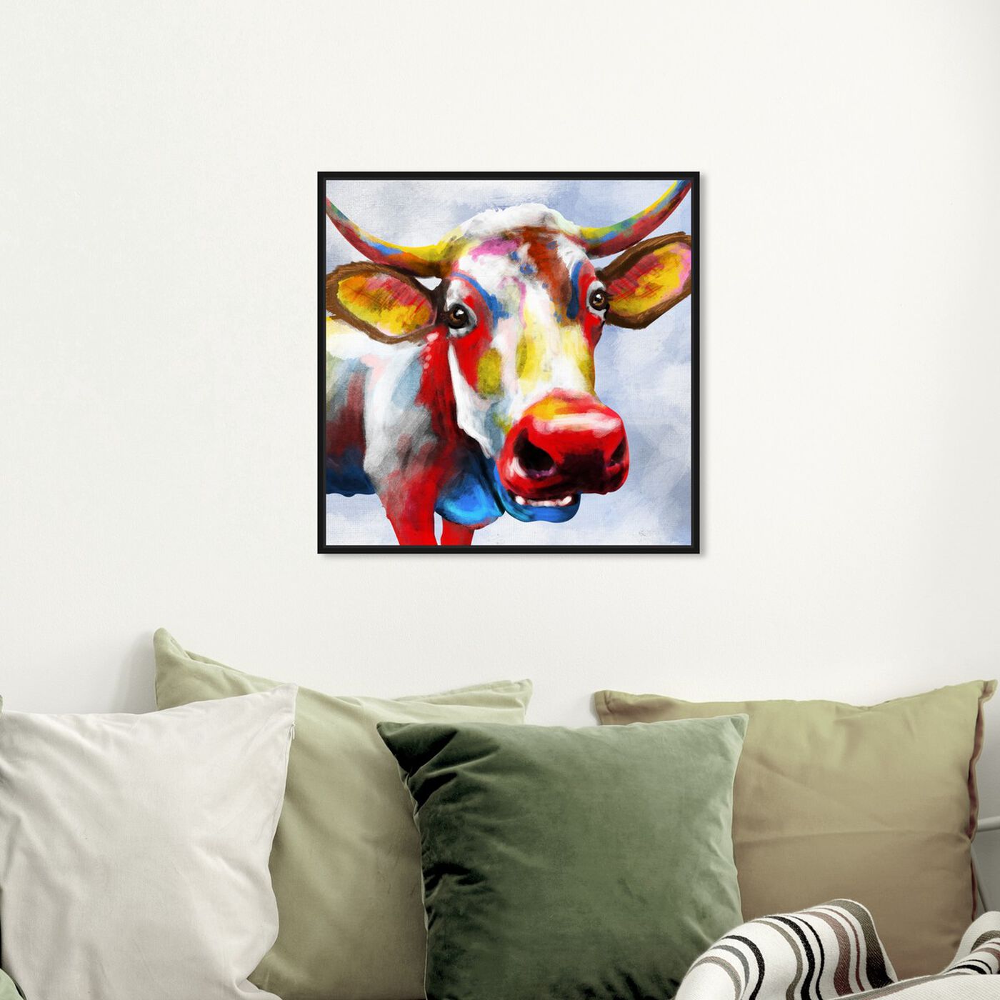 Hanging view of Color Spash Bovine featuring animals and farm animals art.