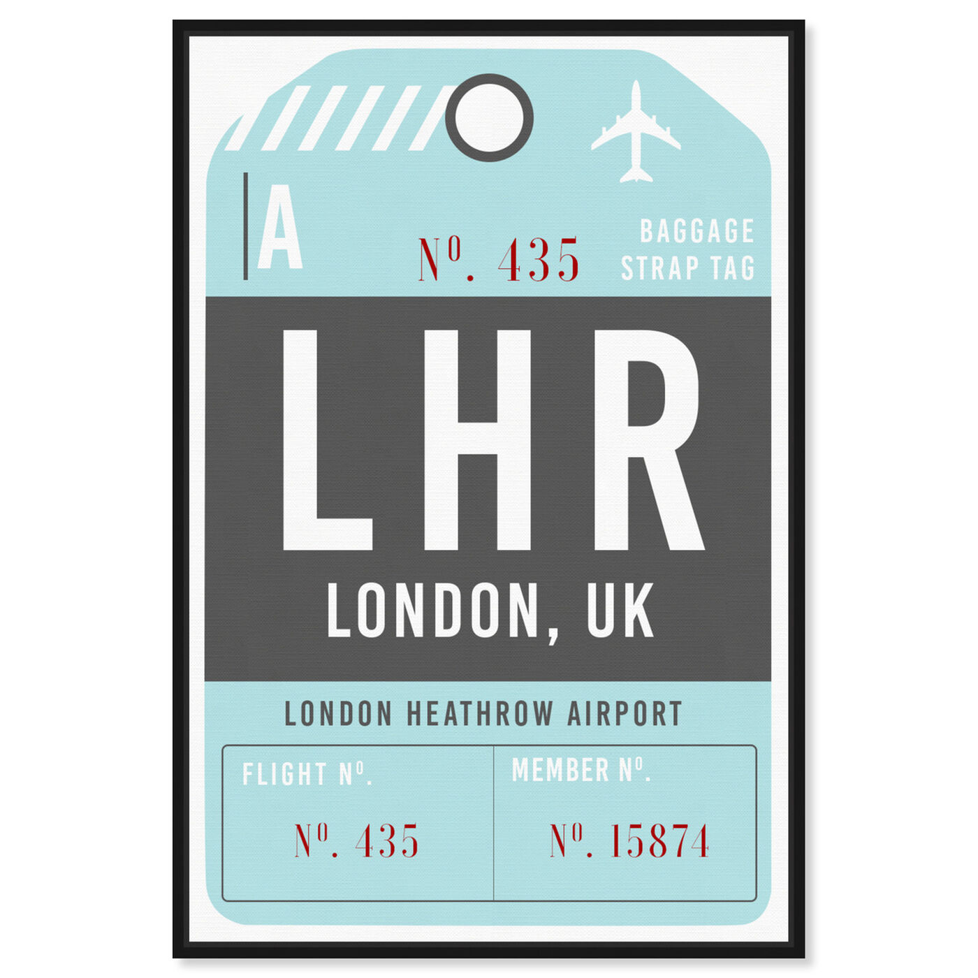 Front view of London Luggage Tag featuring cities and skylines and european cities art.