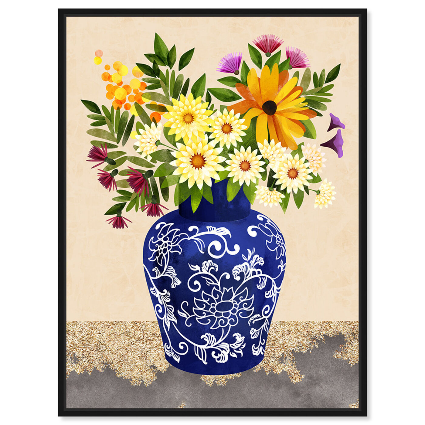 Front view of Flor Porcelain II featuring floral and botanical and florals art.