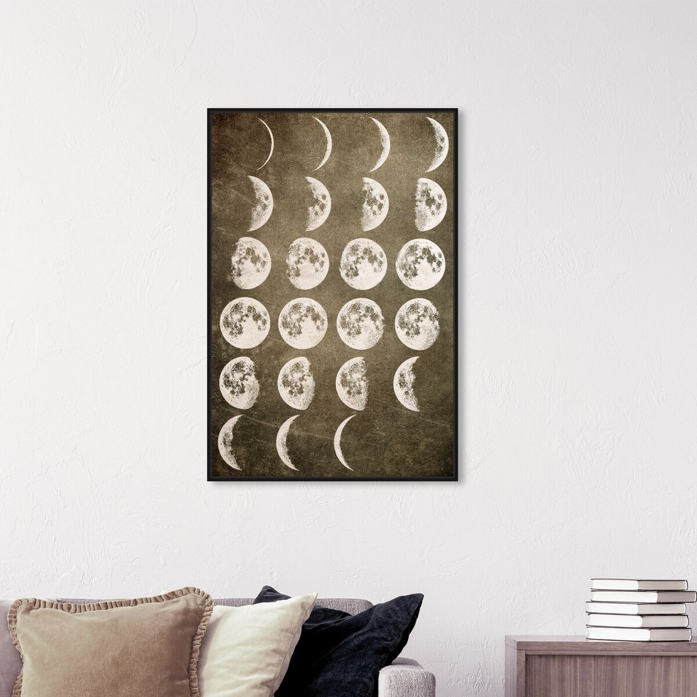 Hanging view of Lunar Phases featuring astronomy and space and moons phases art.