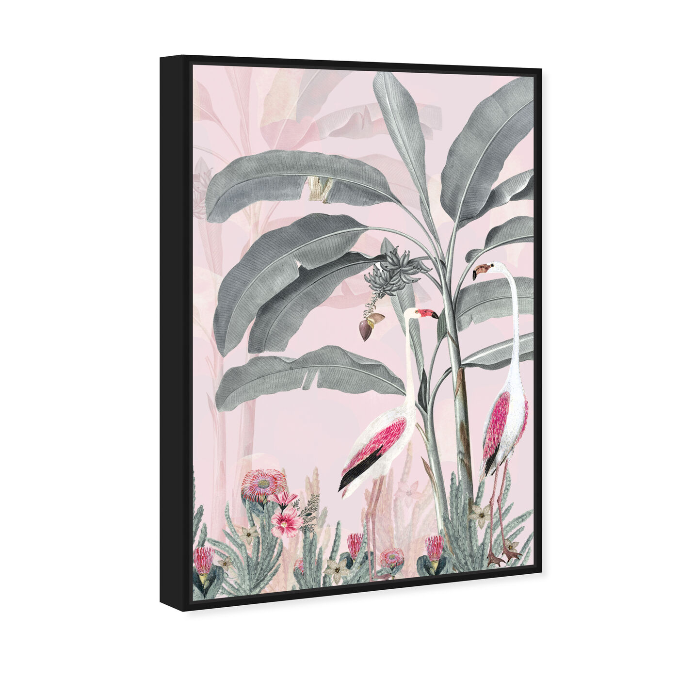 Angled view of Flamingo Pink featuring animals and birds art.