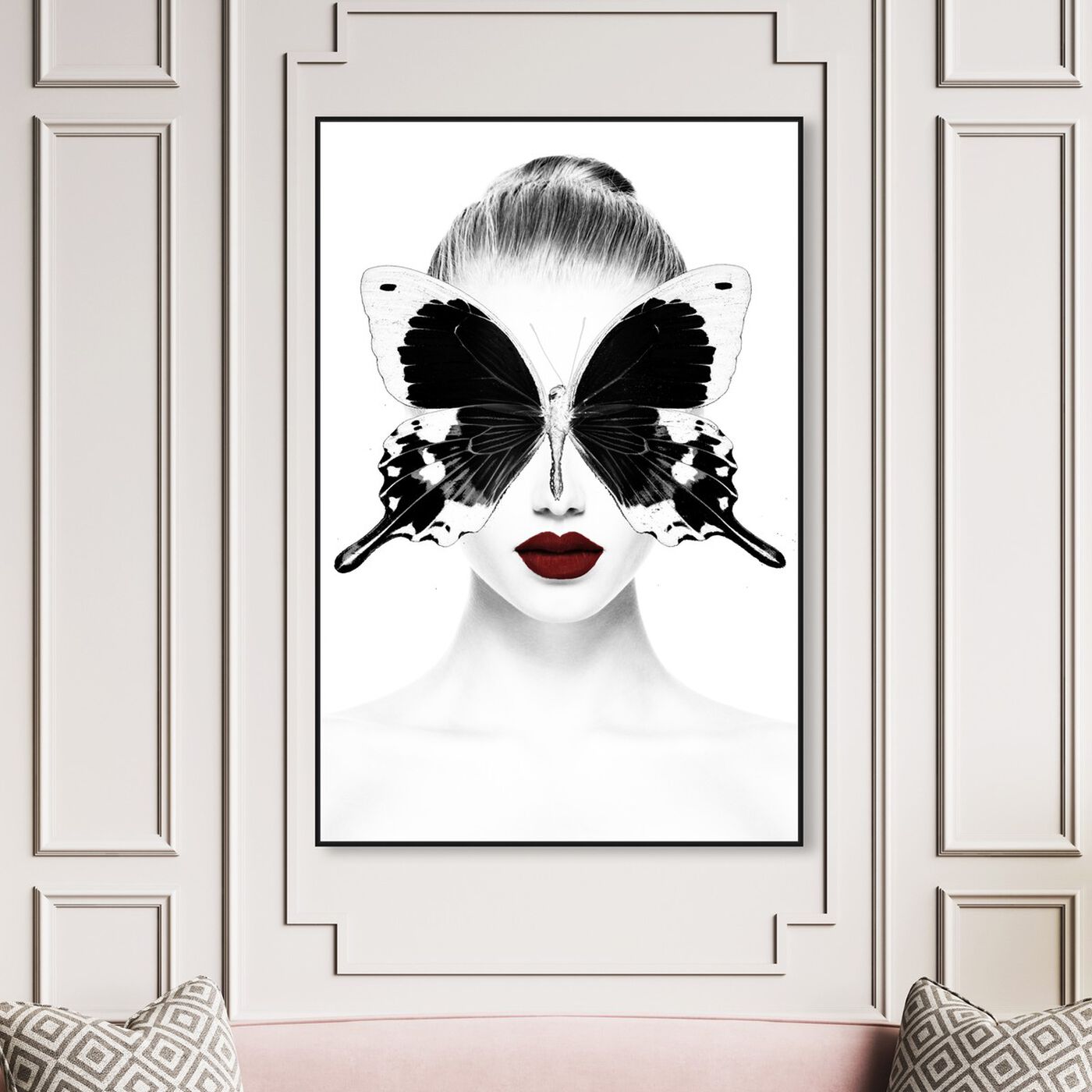 Hanging view of Red Duchess Toujours featuring fashion and glam and portraits art.