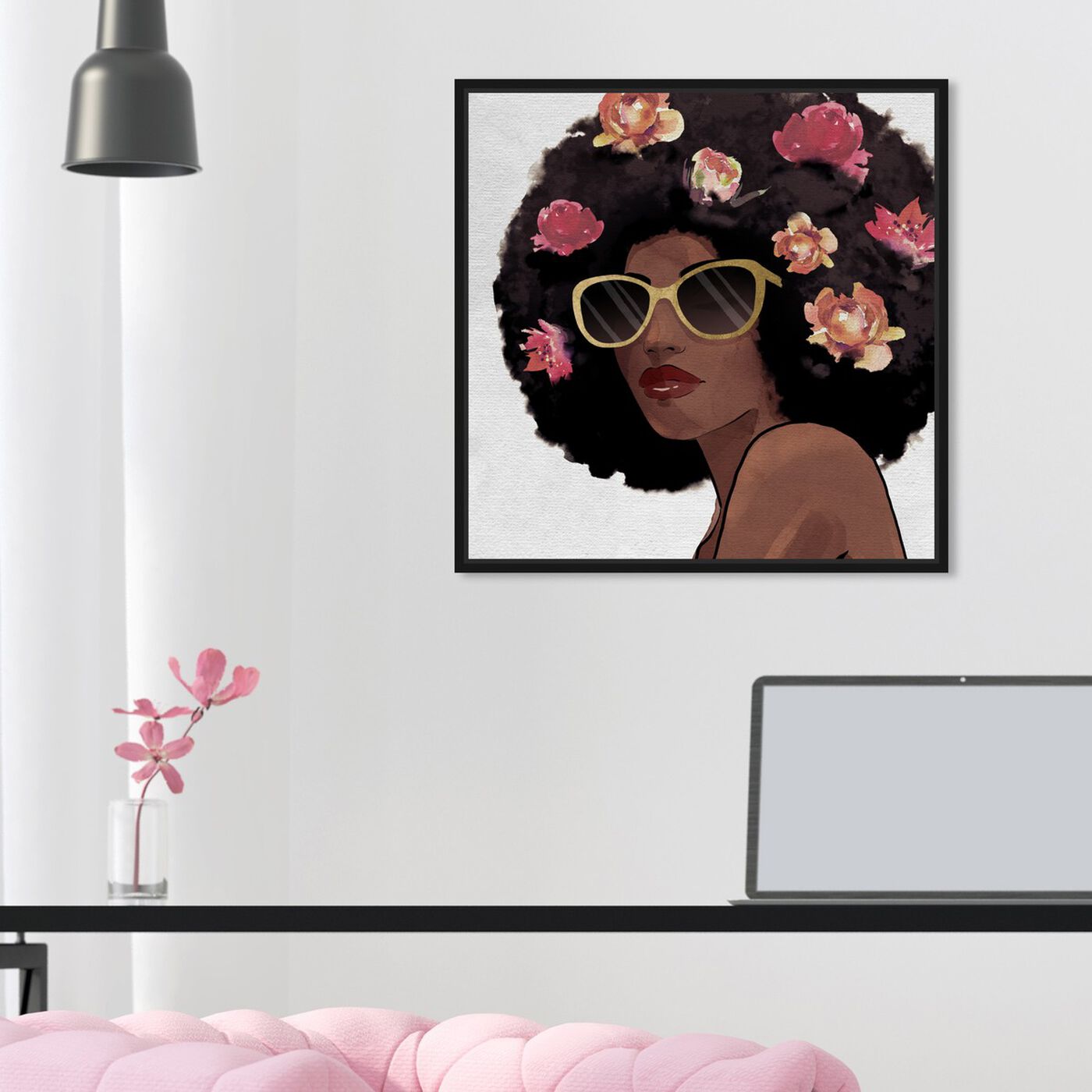 Hanging view of Flowers to Inspire Shades featuring fashion and glam and portraits art.