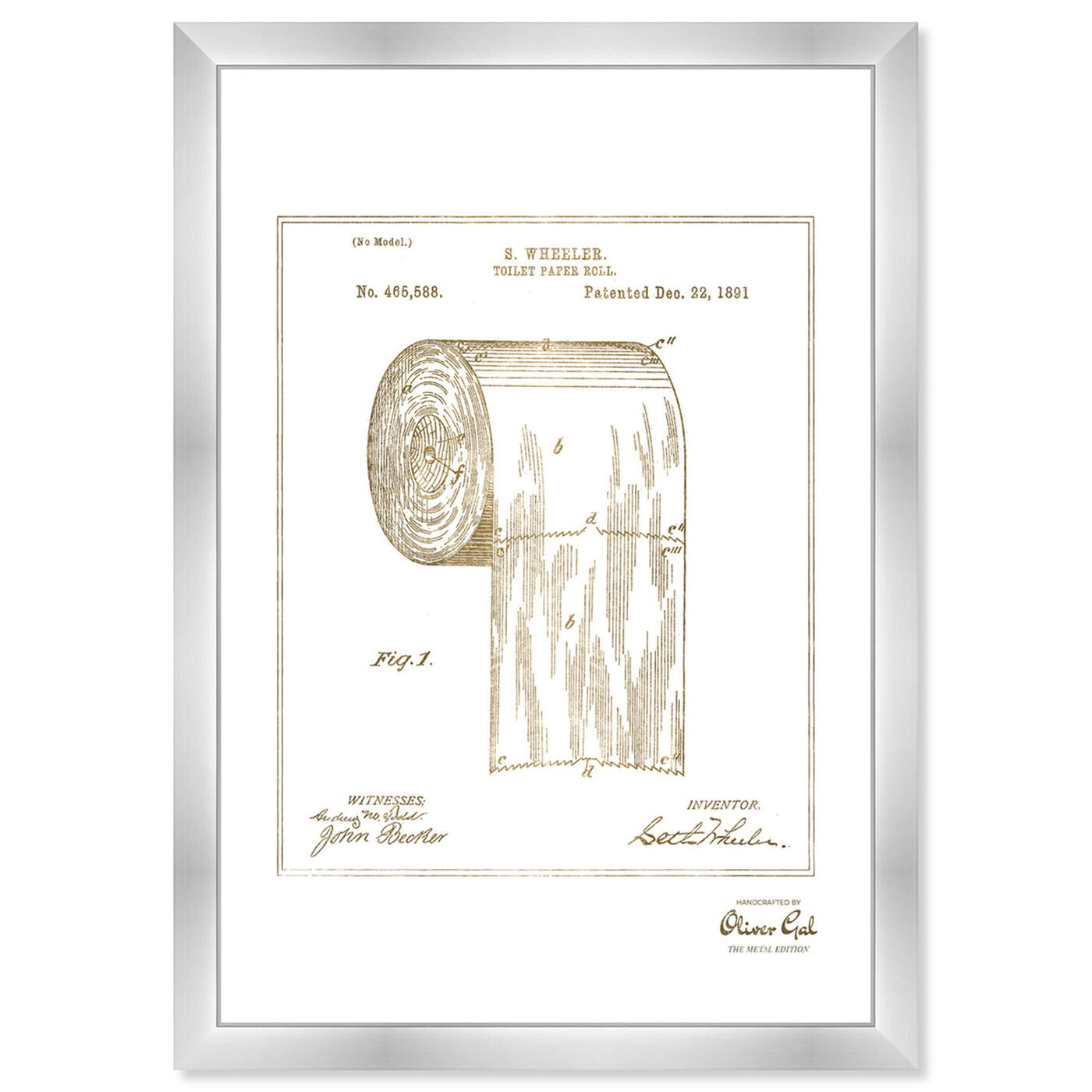 Front view of Toilet-paper roll 1891 I Gold featuring bath and laundry and bath art.