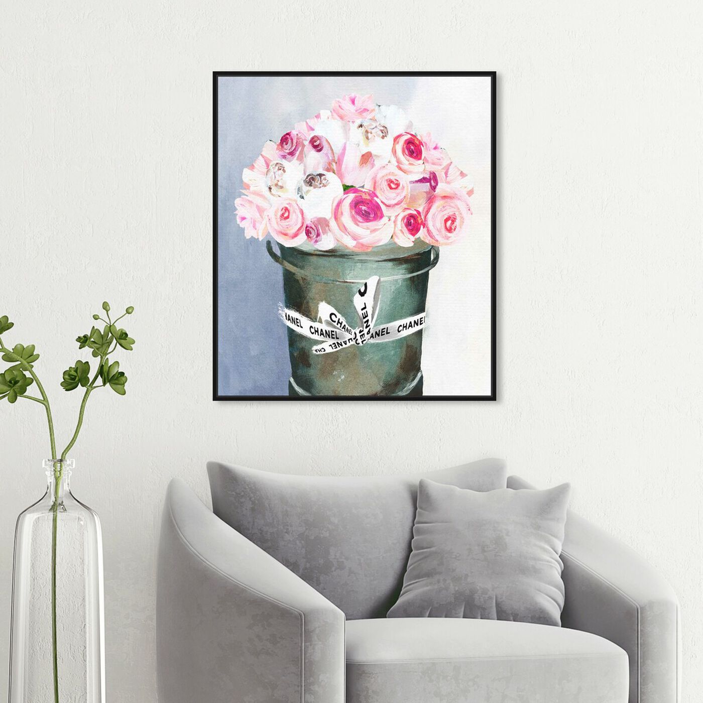 Hanging view of Bucket Full of Scent featuring floral and botanical and florals art.