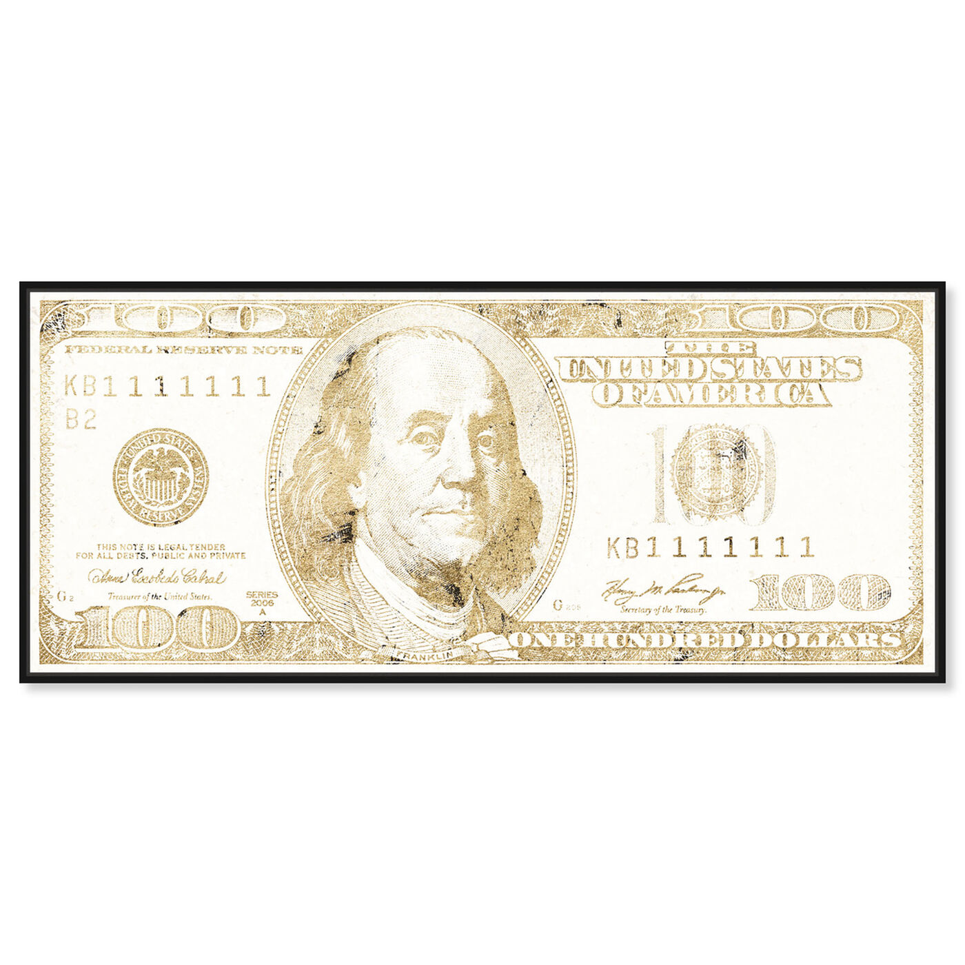 Front view of Dollar Dollar Bill featuring success and entrepreneurial and money art.