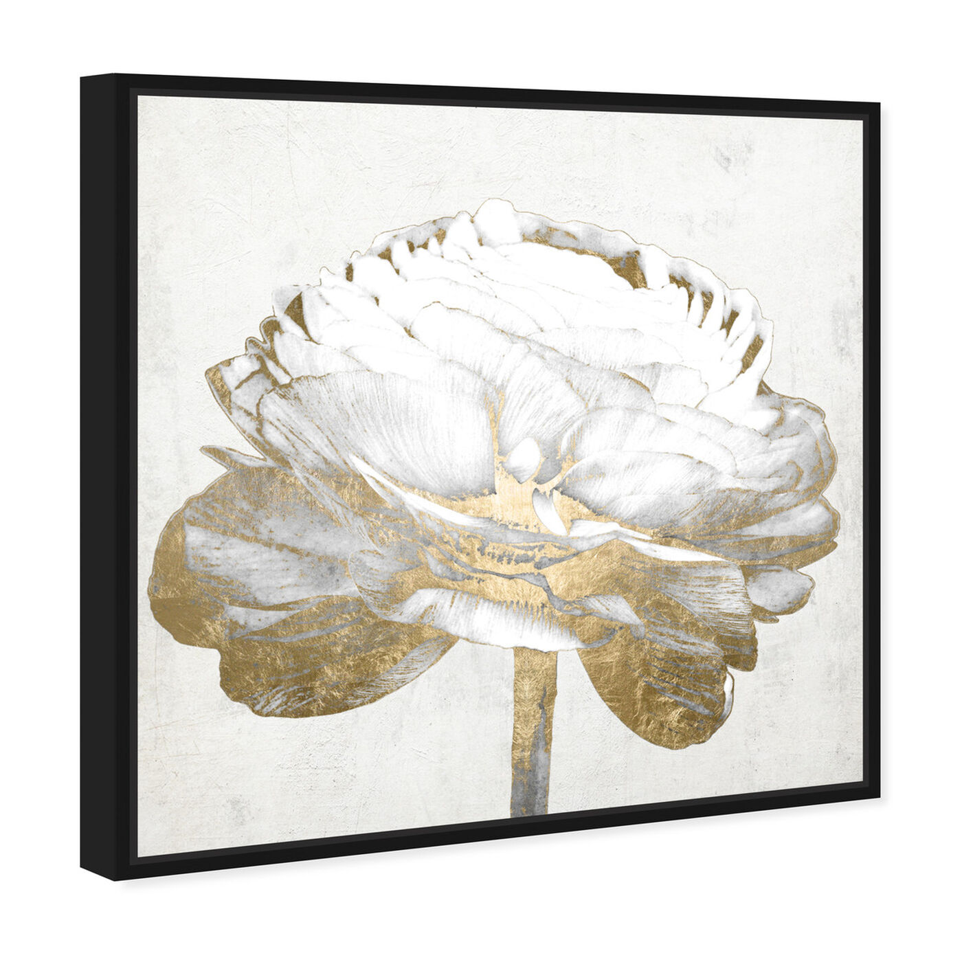 Angled view of Gold and Light Floral II White featuring floral and botanical and florals art.