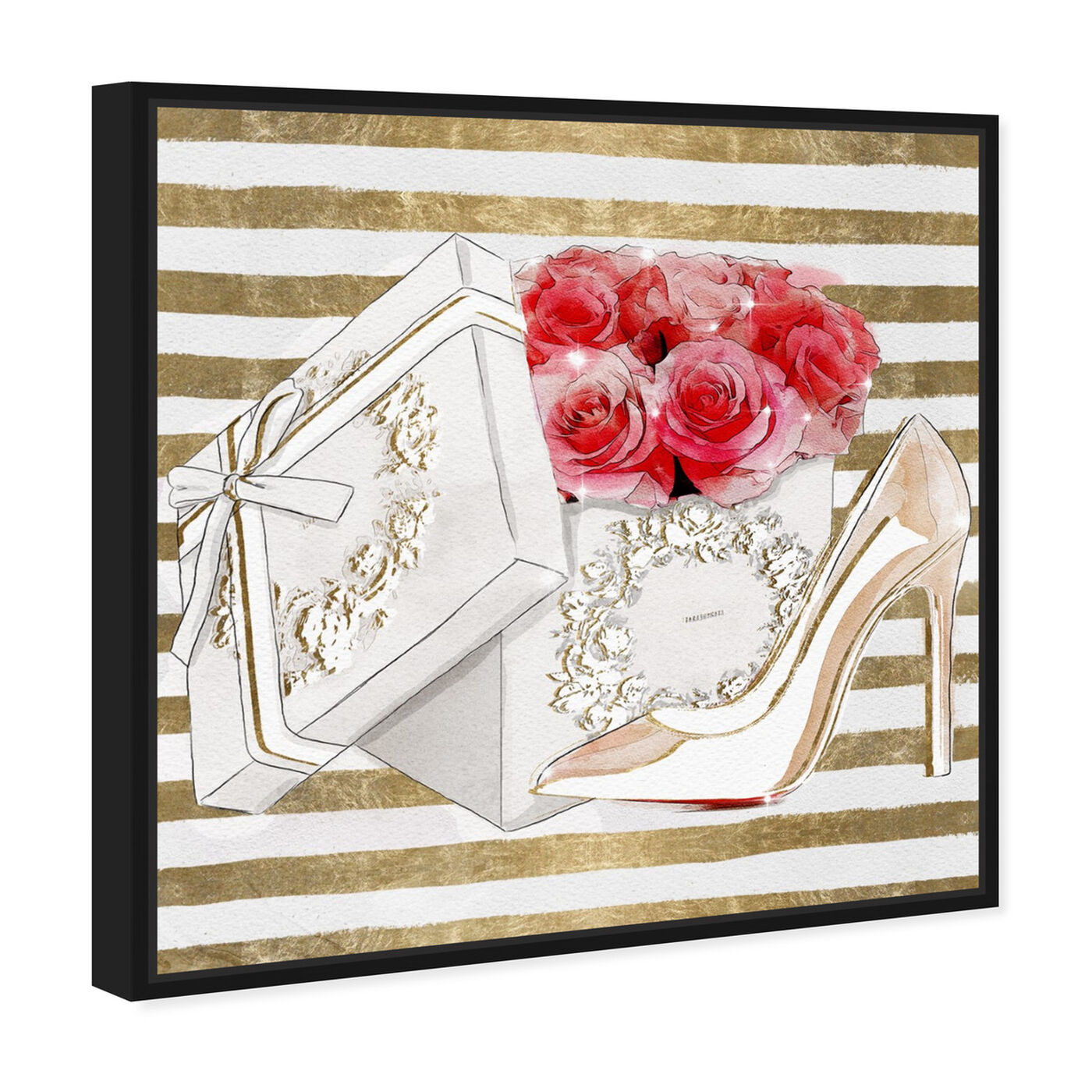 Angled view of Gorgeous Gifts Stripes featuring fashion and glam and shoes art.