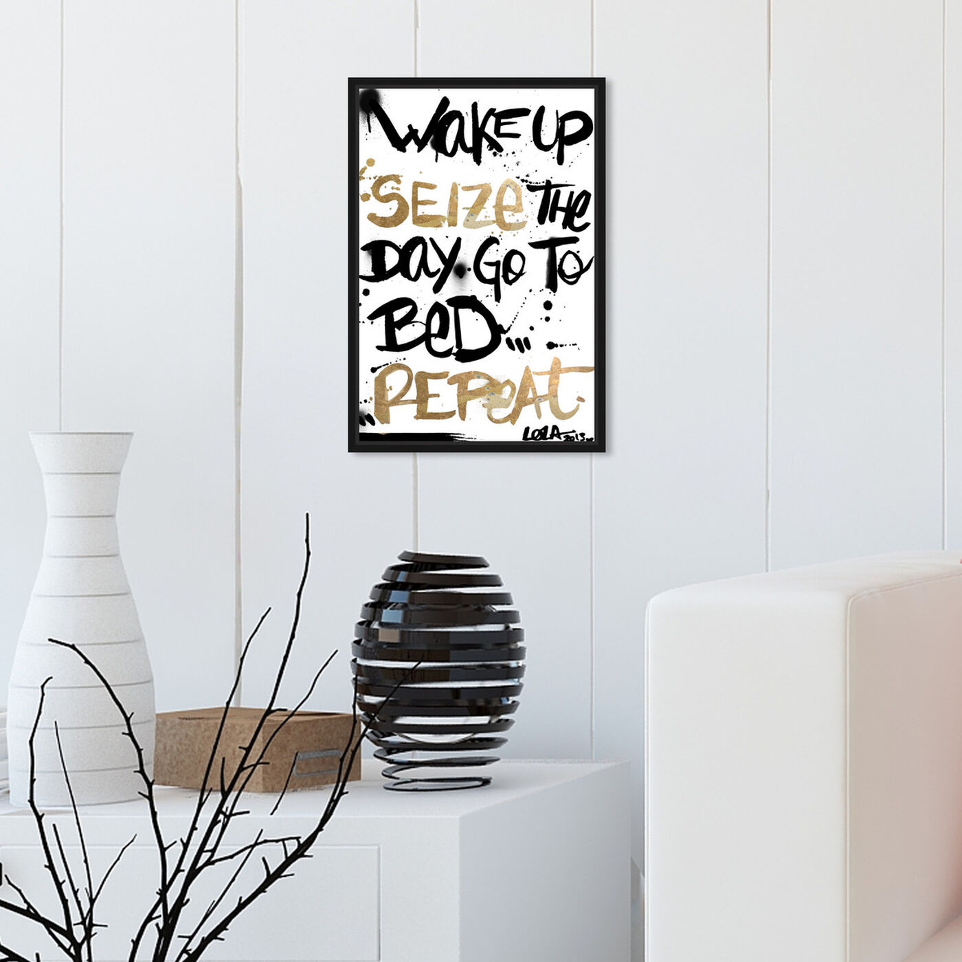 Hanging view of Seize The Day II featuring typography and quotes and motivational quotes and sayings art.