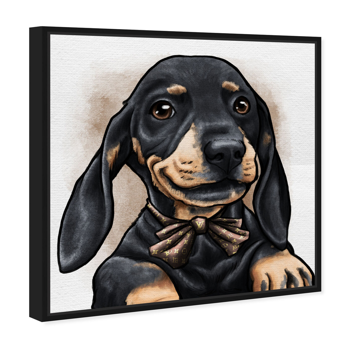 Angled view of Dapper Dachshund featuring animals and dogs and puppies art.