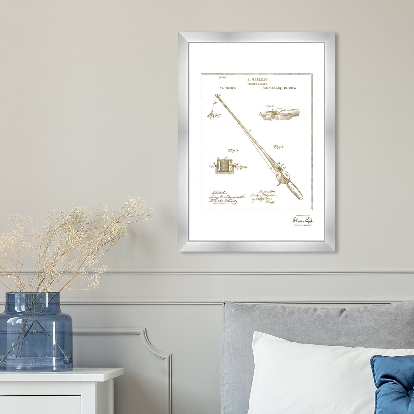 Hanging view of FISHING ROD 1884 Gold featuring entertainment and hobbies and fishing art.