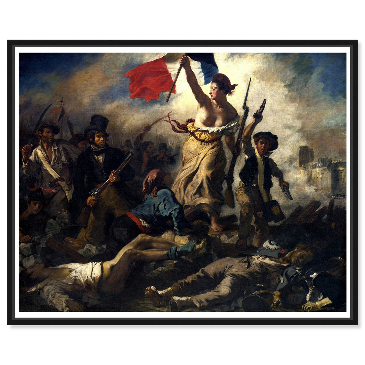 Front view of Delacroix - La Liberte Guidant Le Peuple featuring classic and figurative and classical figures art.