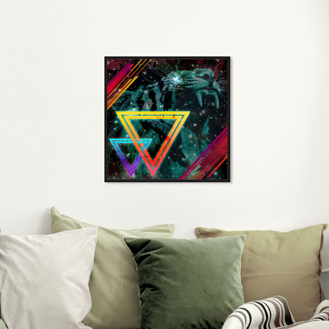 Hanging view of Press Start featuring abstract and geometric art.