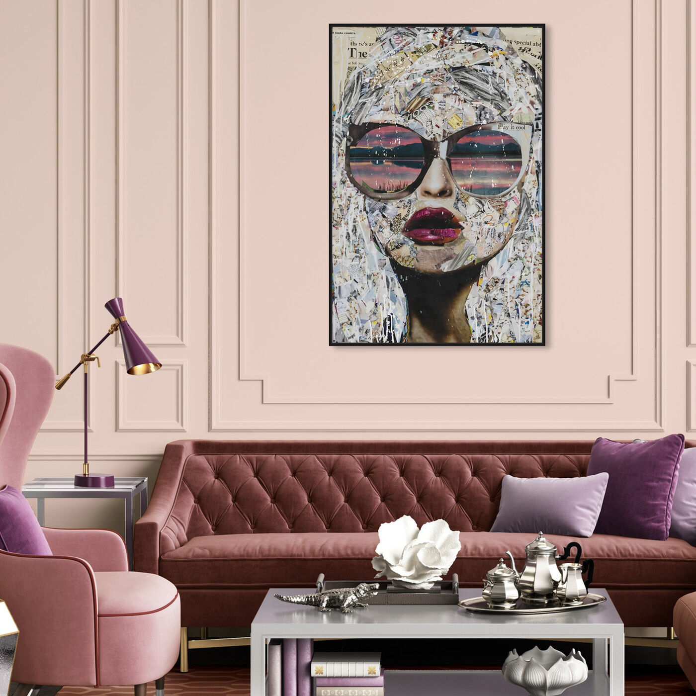 Hanging view of Katy Hirschfeld - Timing is Pink Too featuring fashion and glam and portraits art.