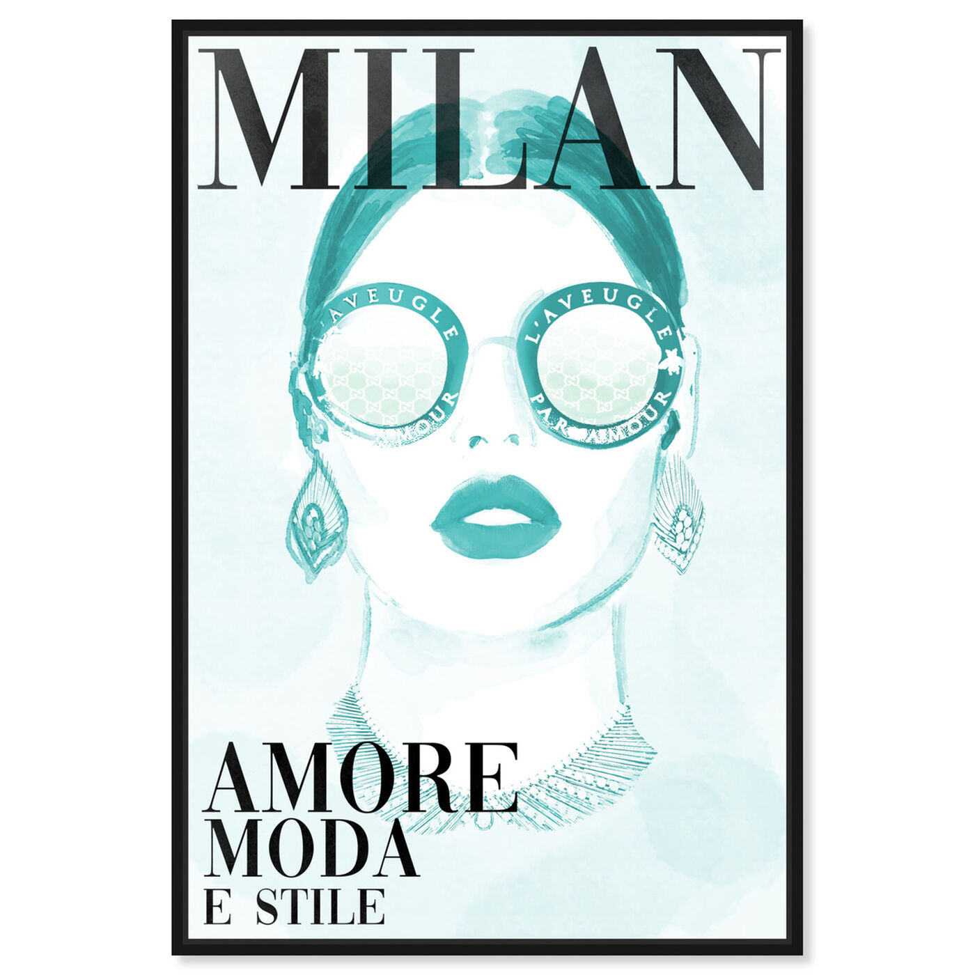 Front view of Cover Watercolor Milan Aqua featuring fashion and glam and portraits art.