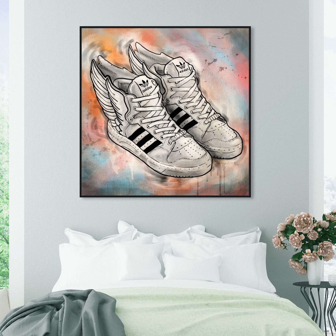 Hanging view of My Flying Kicks featuring fashion and glam and shoes art.