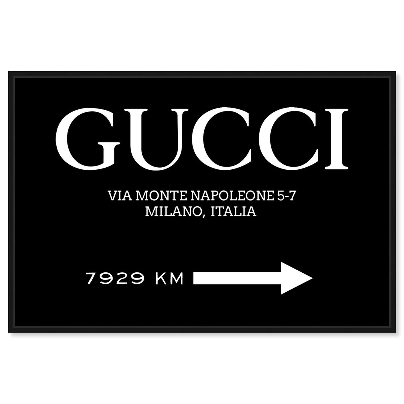 Front view of Italia Road Sign BW featuring fashion and glam and road signs art.