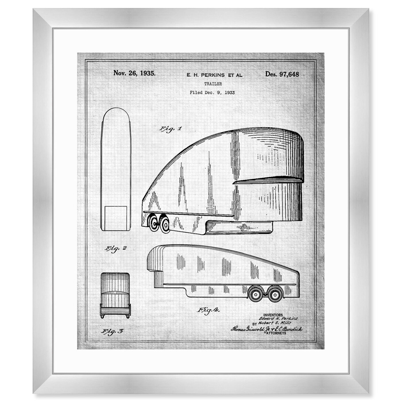 Front view of Trailer 1950 #3 featuring transportation and trucks and busses art.