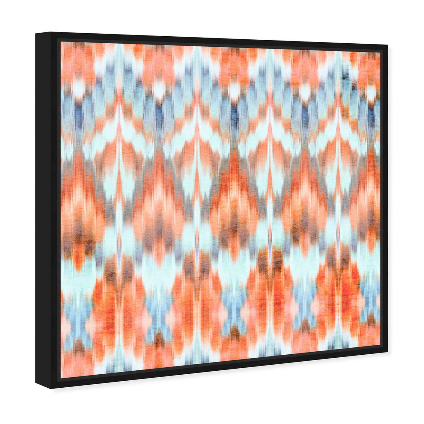 Angled view of Peach Bellini With Blues featuring abstract and patterns art.