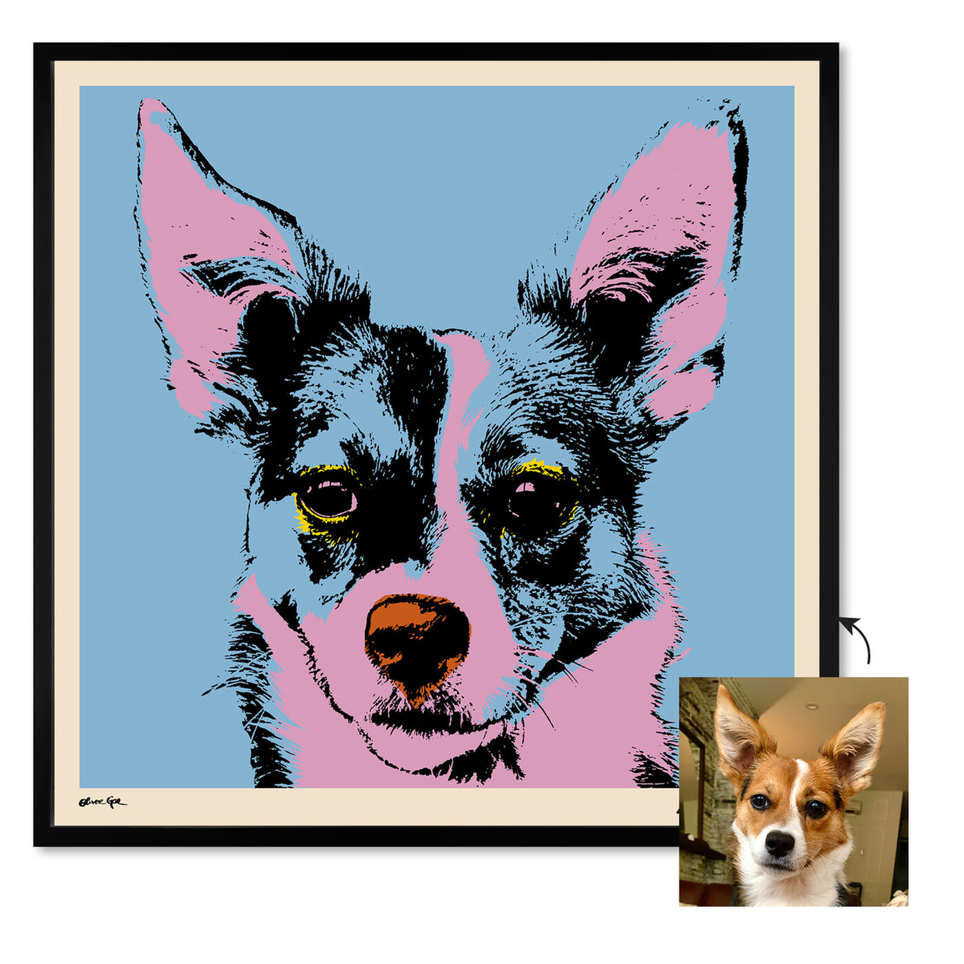 Front view of Pet Warhol featuring animals and dogs and puppies art.
