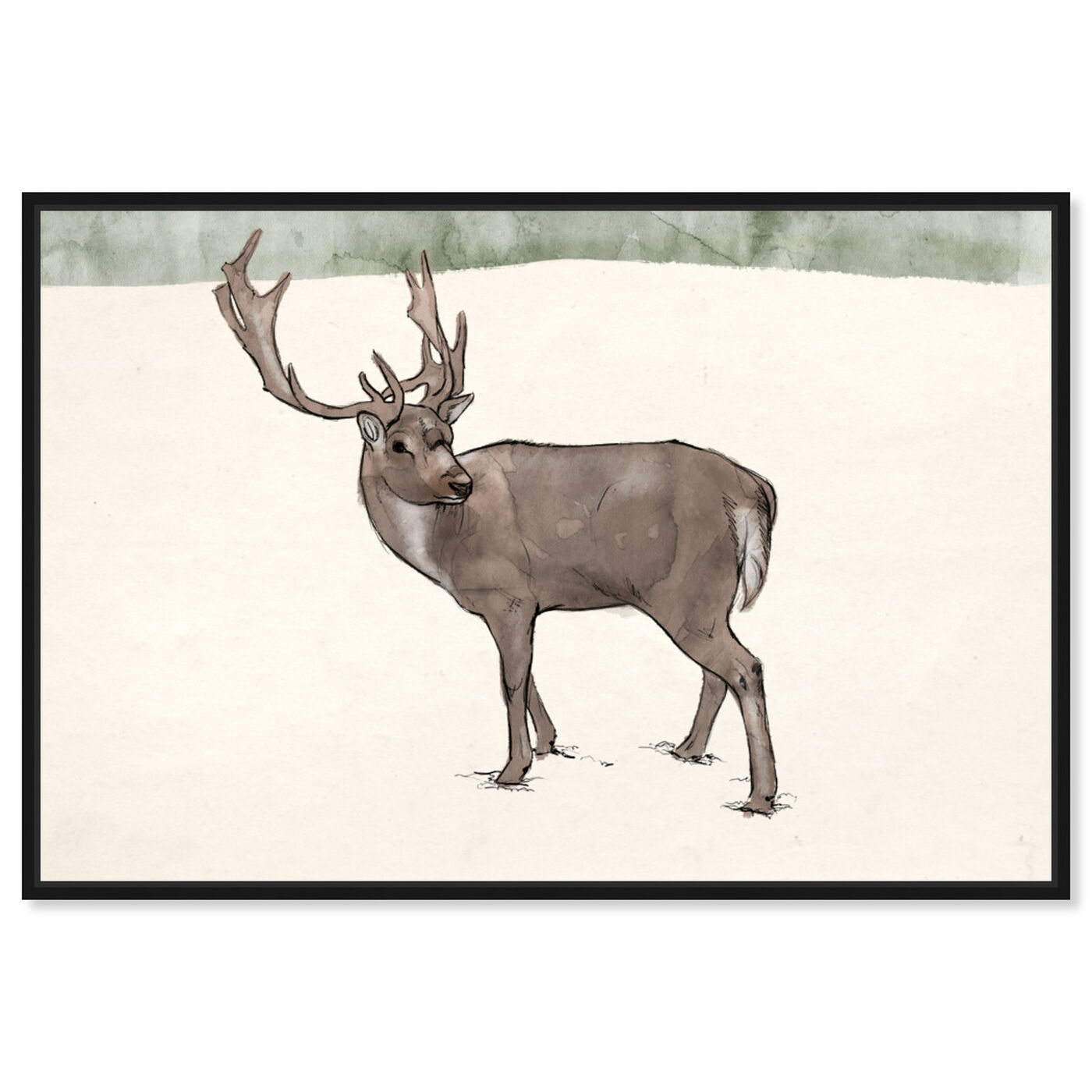 Front view of Lone Reindeer featuring animals and zoo and wild animals art.