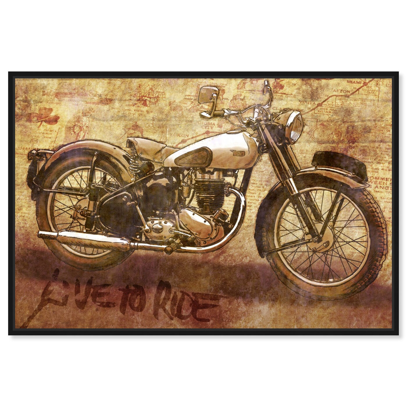 Front view of Live to Ride featuring transportation and motorcycles art.