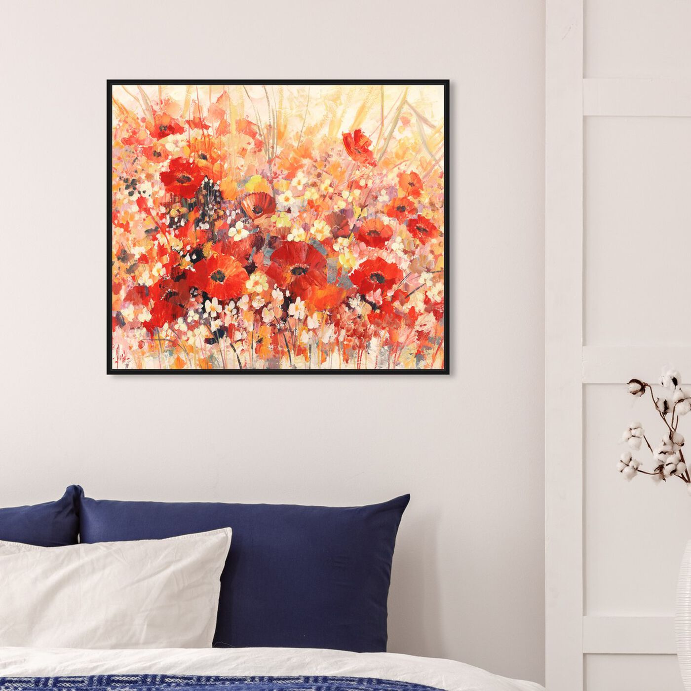 Hanging view of Sai - Red Floral 3LR1777 featuring floral and botanical and gardens art.