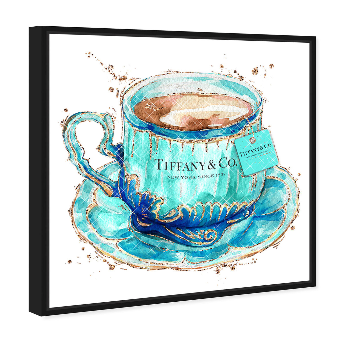 Angled view of Aqua Tea Cup featuring fashion and glam and fashion lifestyle art.