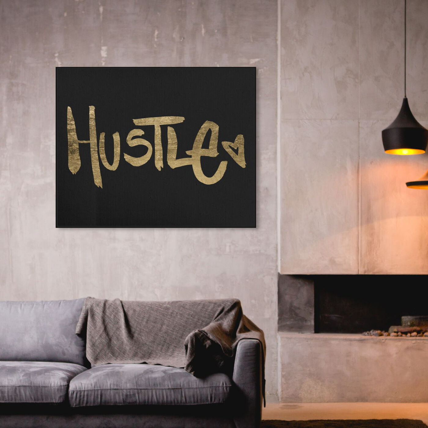 Hanging view of Hustle featuring typography and quotes and inspirational quotes and sayings art.