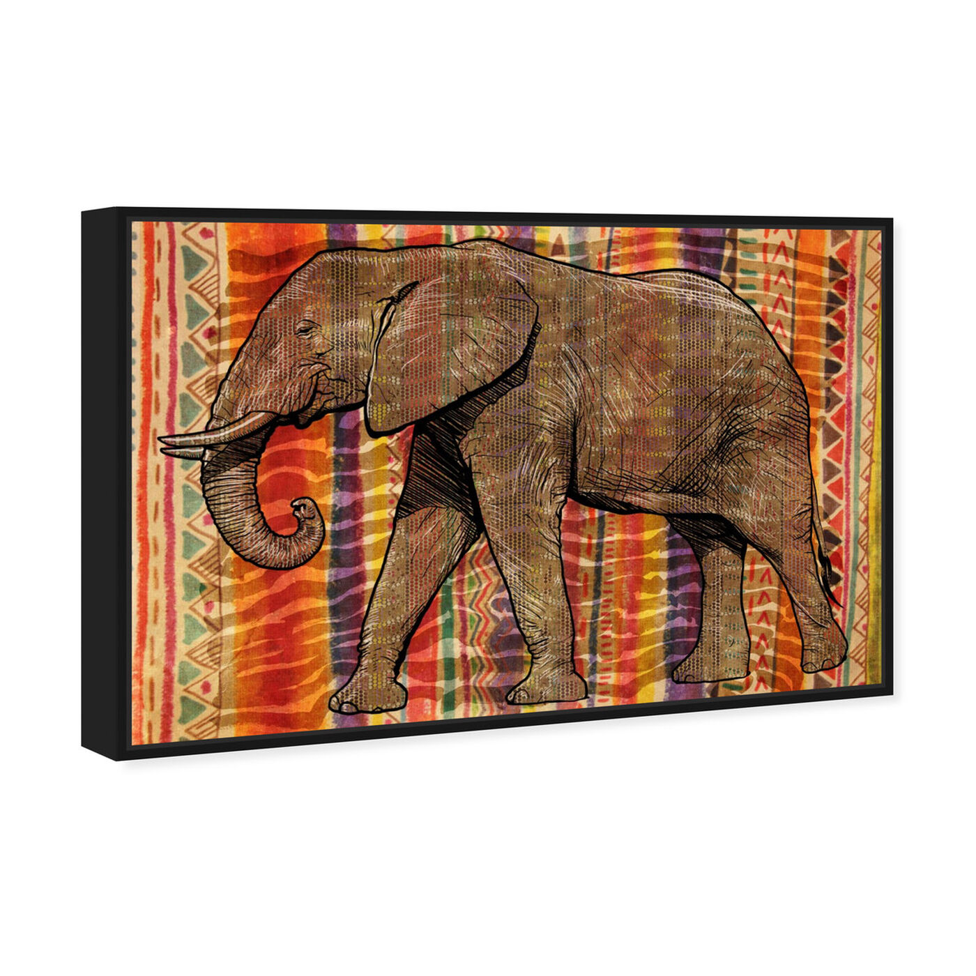 Angled view of Tribal Elephant featuring animals and zoo and wild animals art.