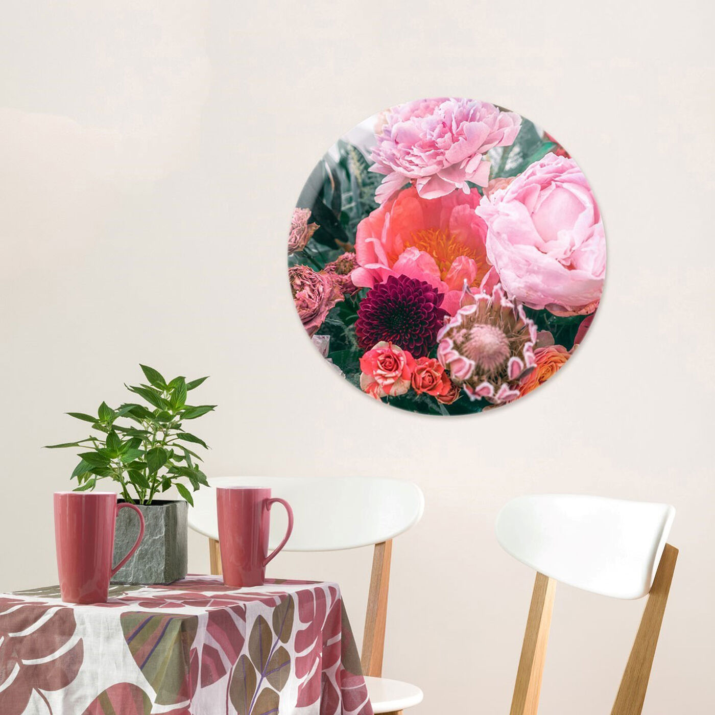 Hanging view of Floralia Round featuring floral and botanical and florals art.