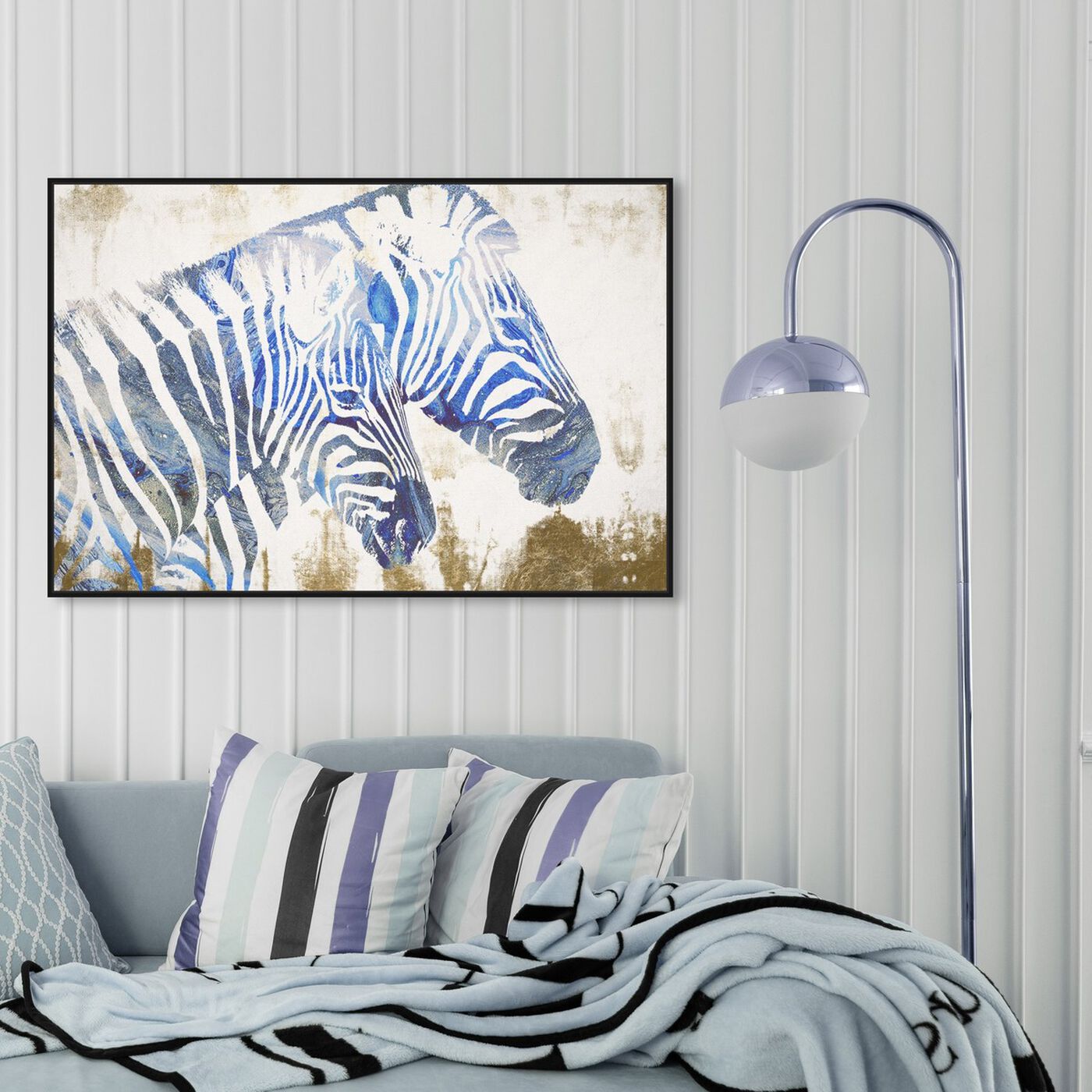 Hanging view of Indigo Stripes featuring animals and zoo and wild animals art.
