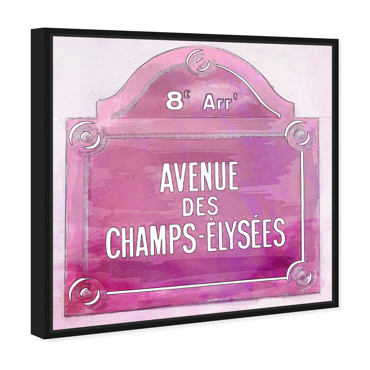Angled view of Avenue Des Champs Elysees Pink featuring cities and skylines and european cities art.
