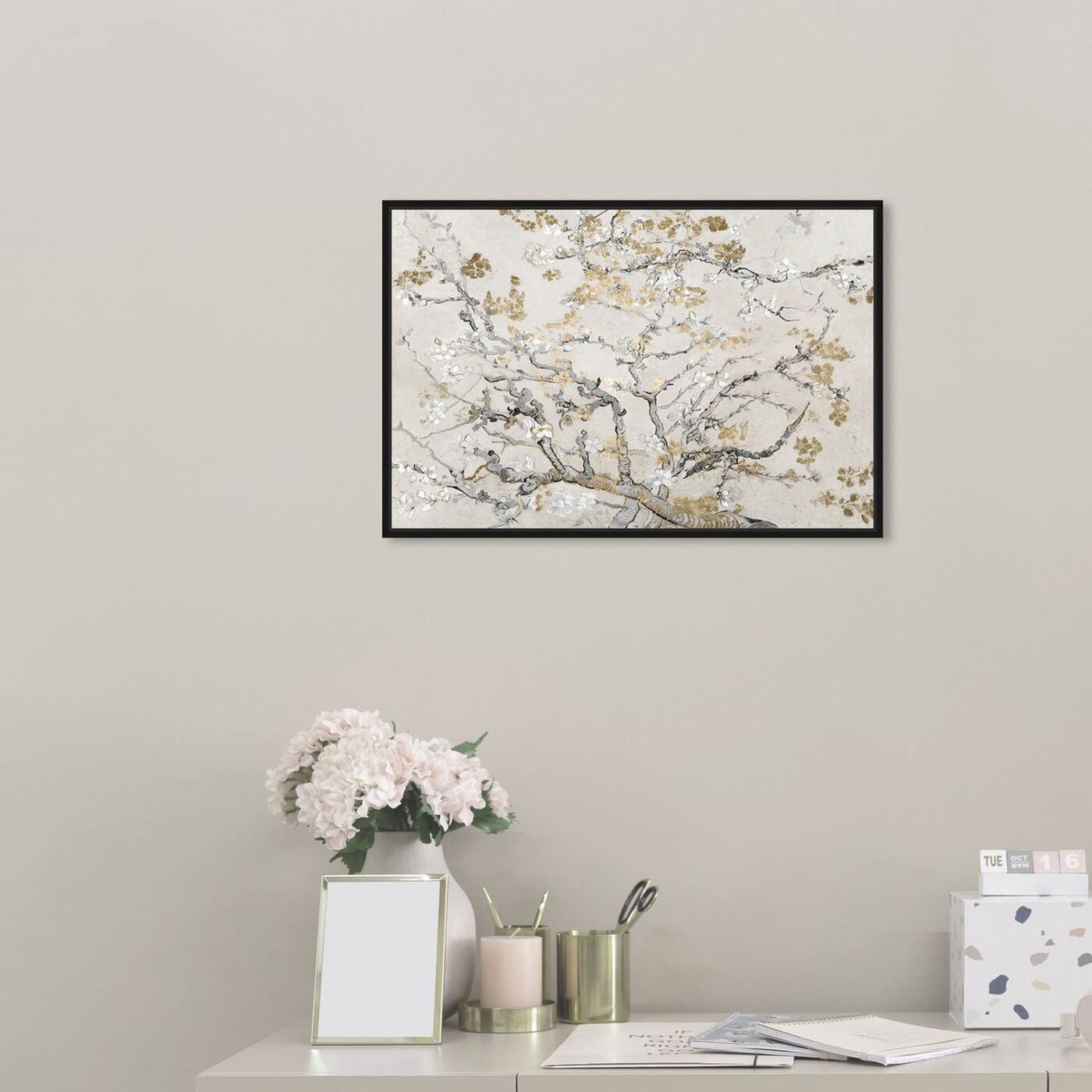 Hanging view of Van Gogh in Gold Blossoms Inspiration Light featuring classic and figurative and impressionism art.