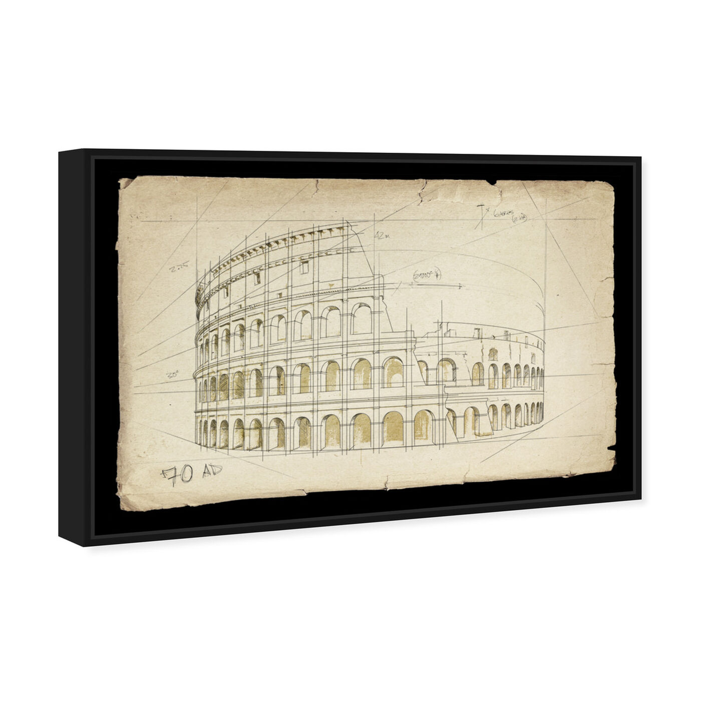 Angled view of Colosseum 70 AD featuring architecture and buildings and european buildings art.