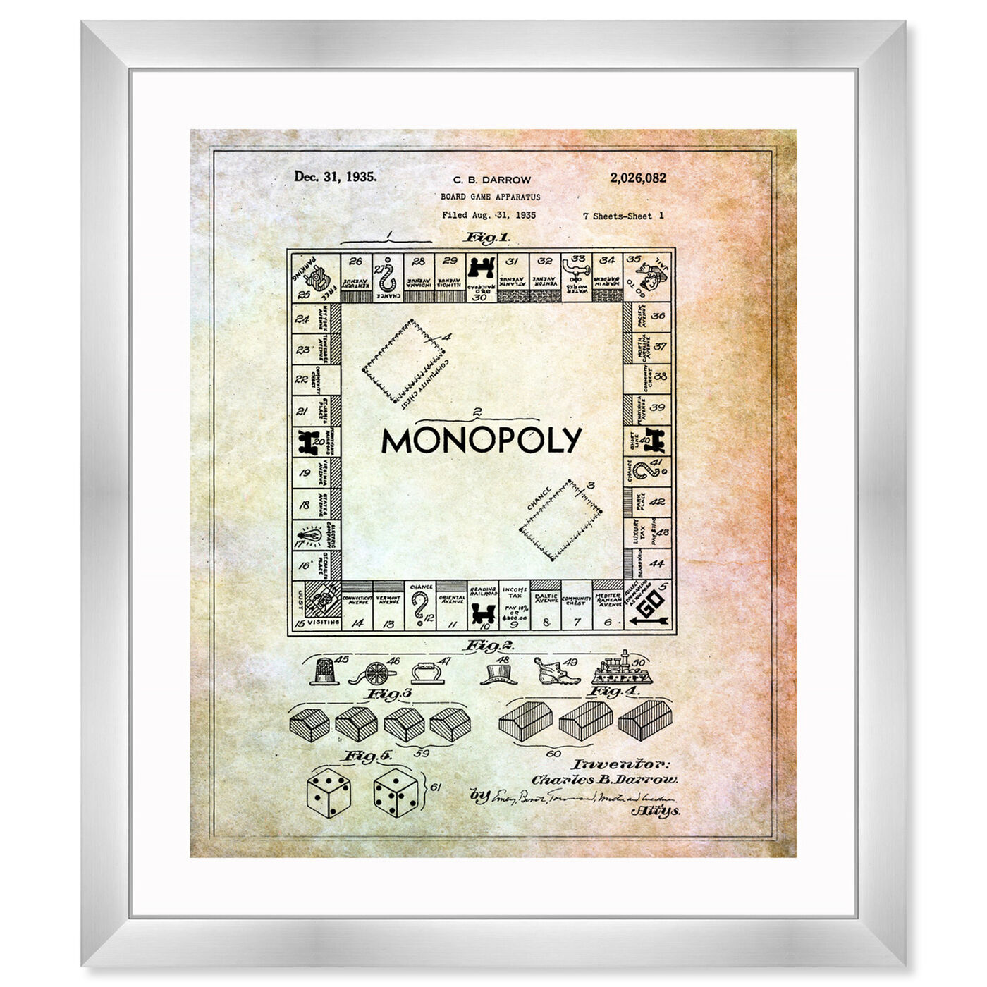 Front view of Monopoly, 1935 featuring entertainment and hobbies and board games art.