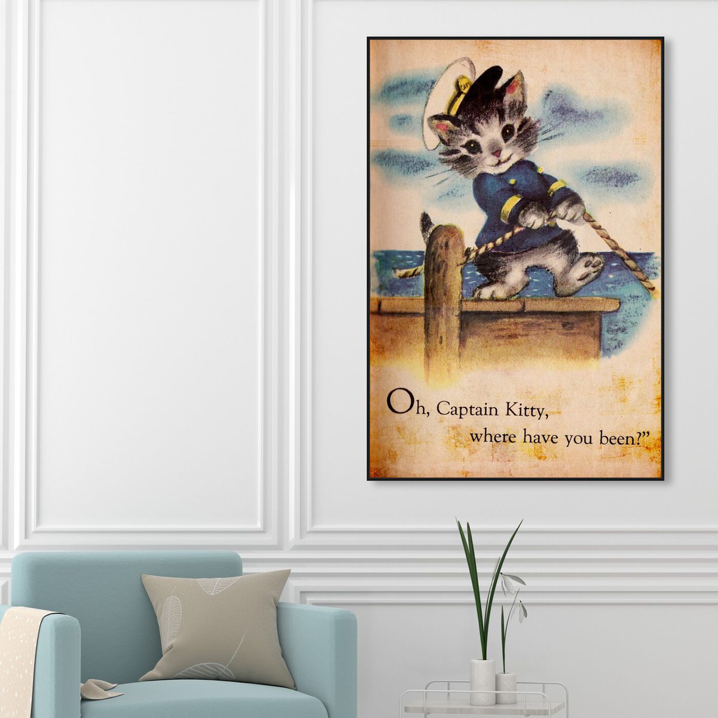 Hanging view of Captain Kitty featuring animals and cats and kitties art.