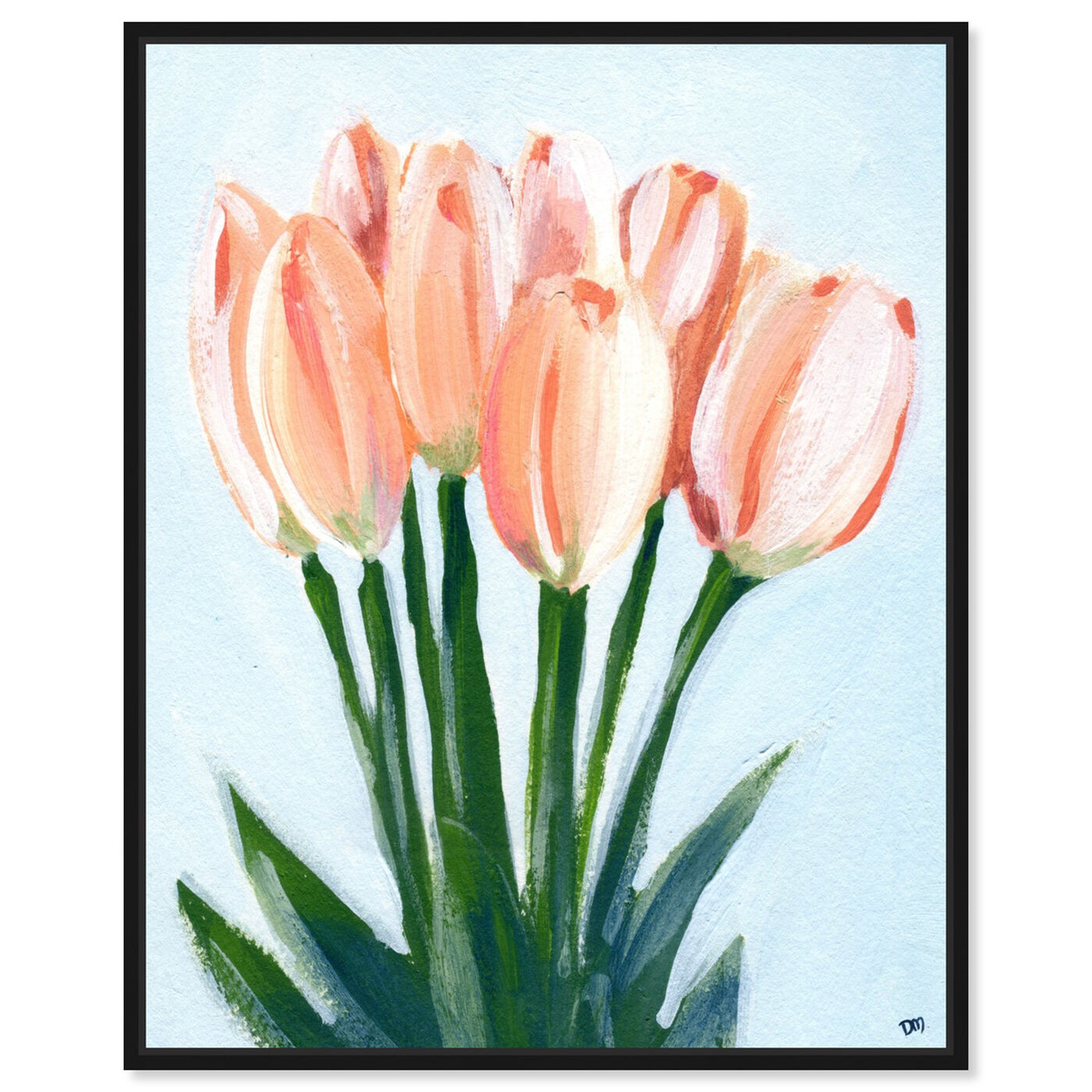 Front view of Eight Tulips featuring floral and botanical and florals art.