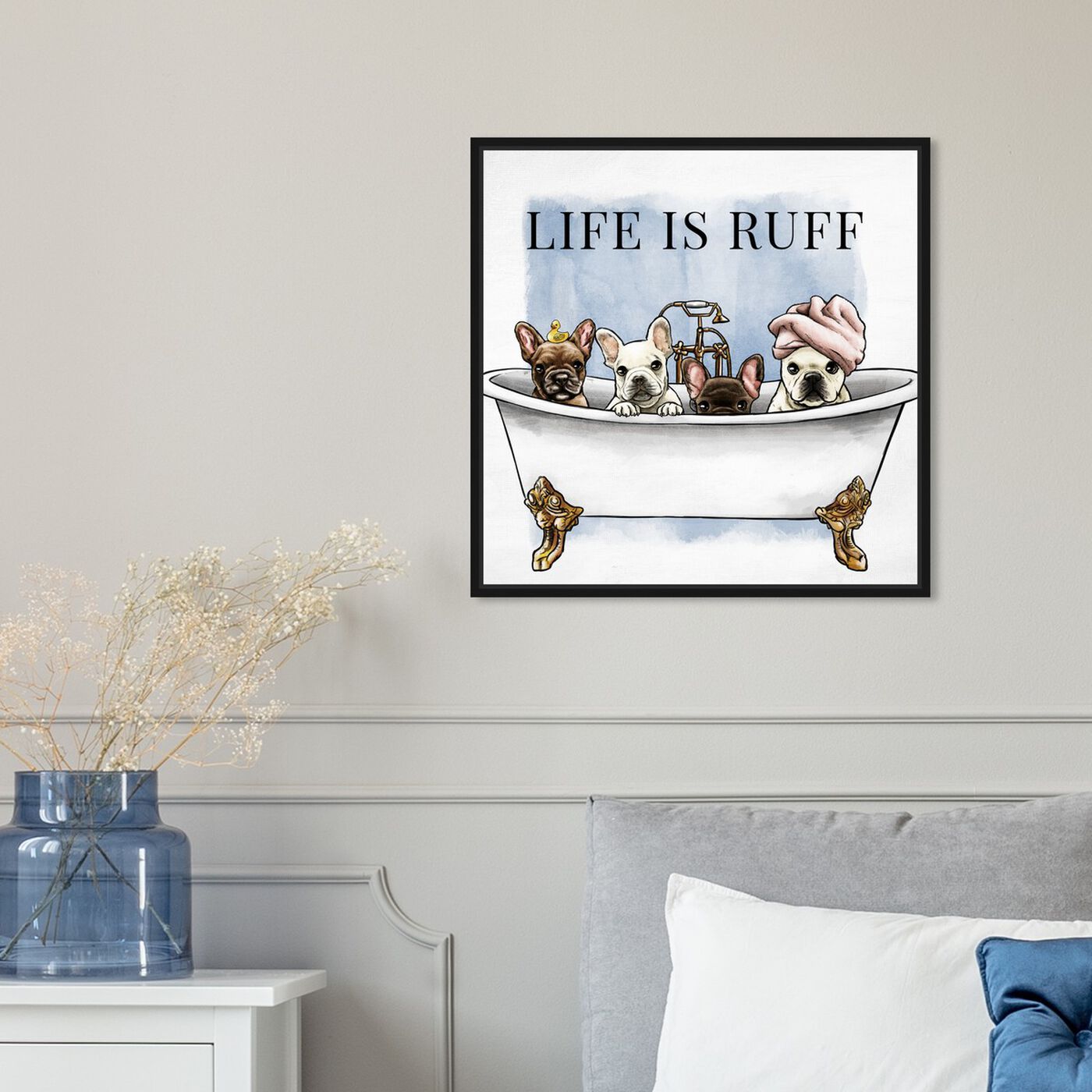 Hanging view of Life is Ruff featuring bath and laundry and bathtubs art.