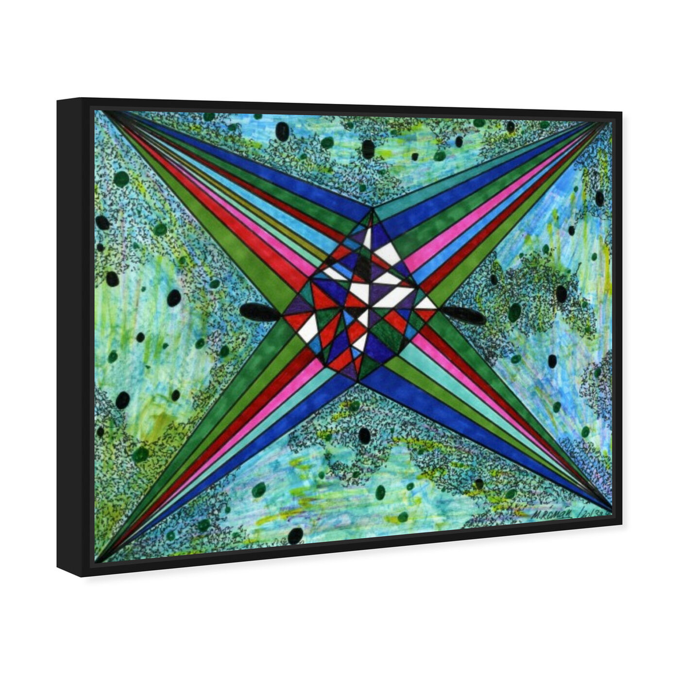 Angled view of Intergalactica featuring abstract and geometric art.