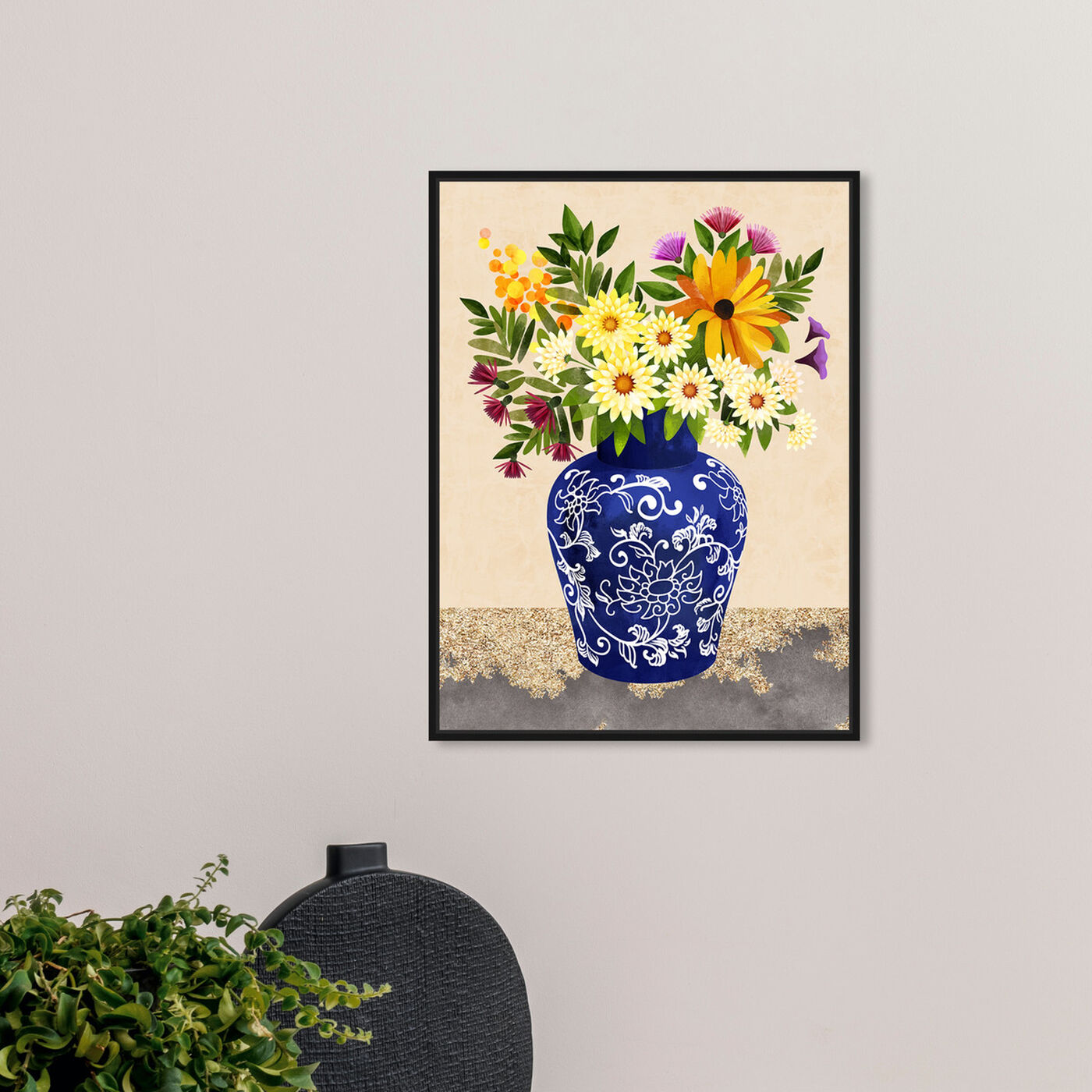 Hanging view of Flor Porcelain II featuring floral and botanical and florals art.