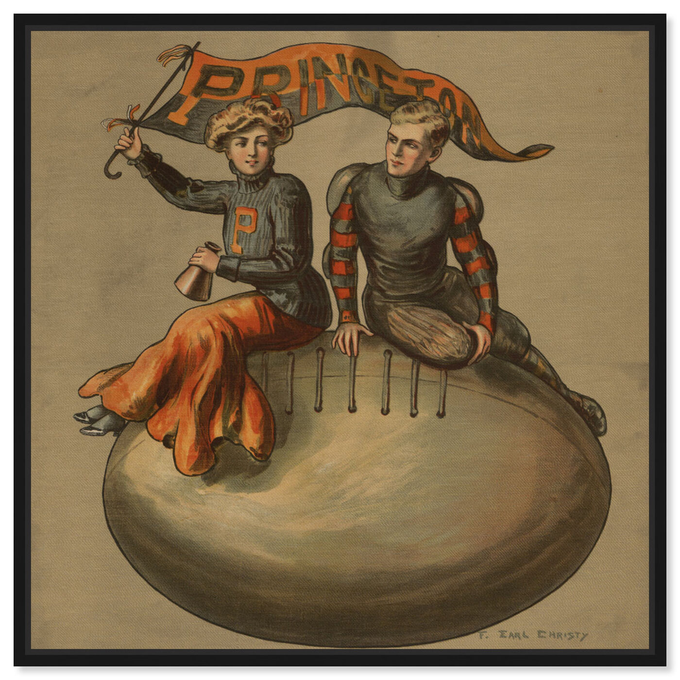 Front view of Princeton Vintage College Football featuring sports and teams and football art.