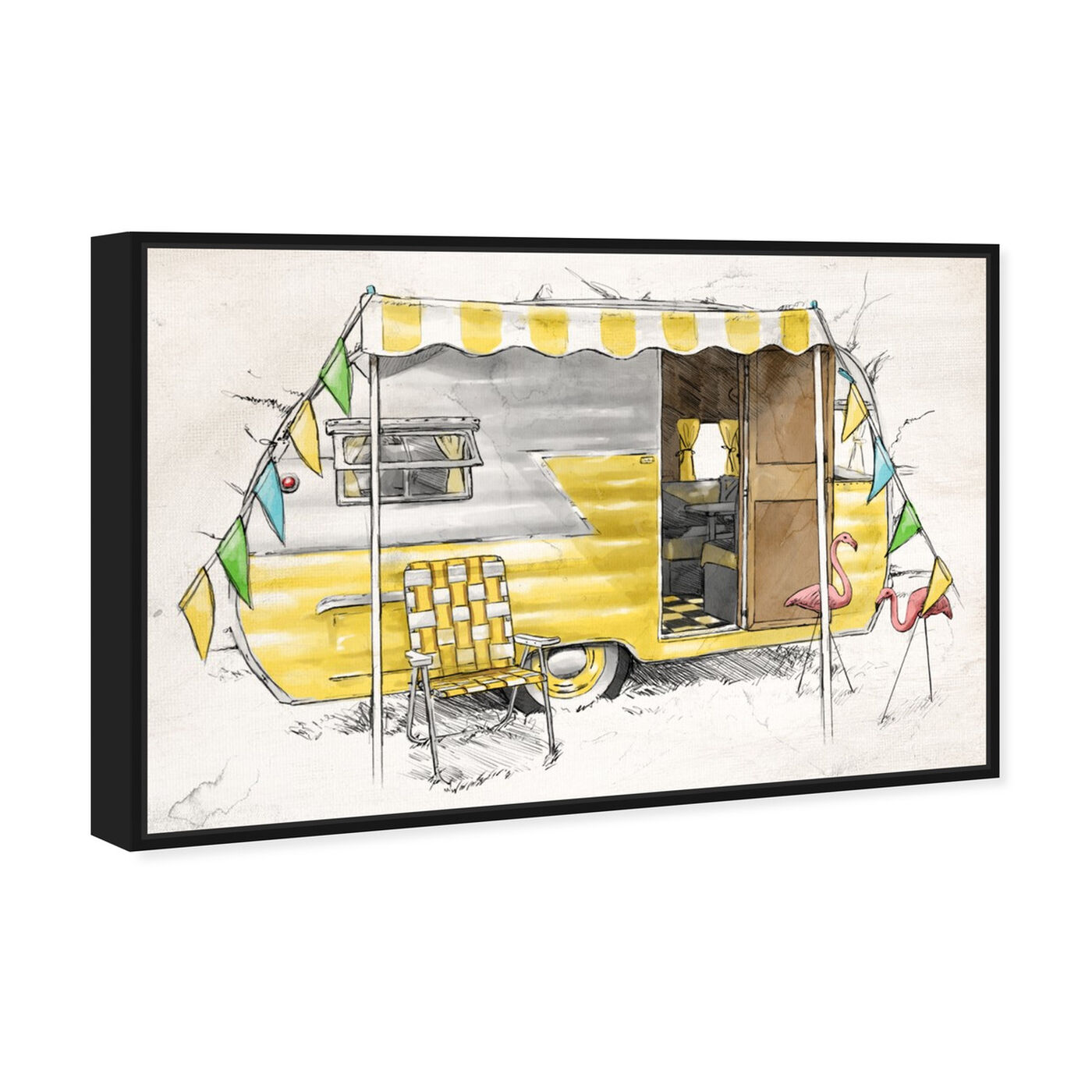 Angled view of Yellow Camper featuring entertainment and hobbies and camping art.