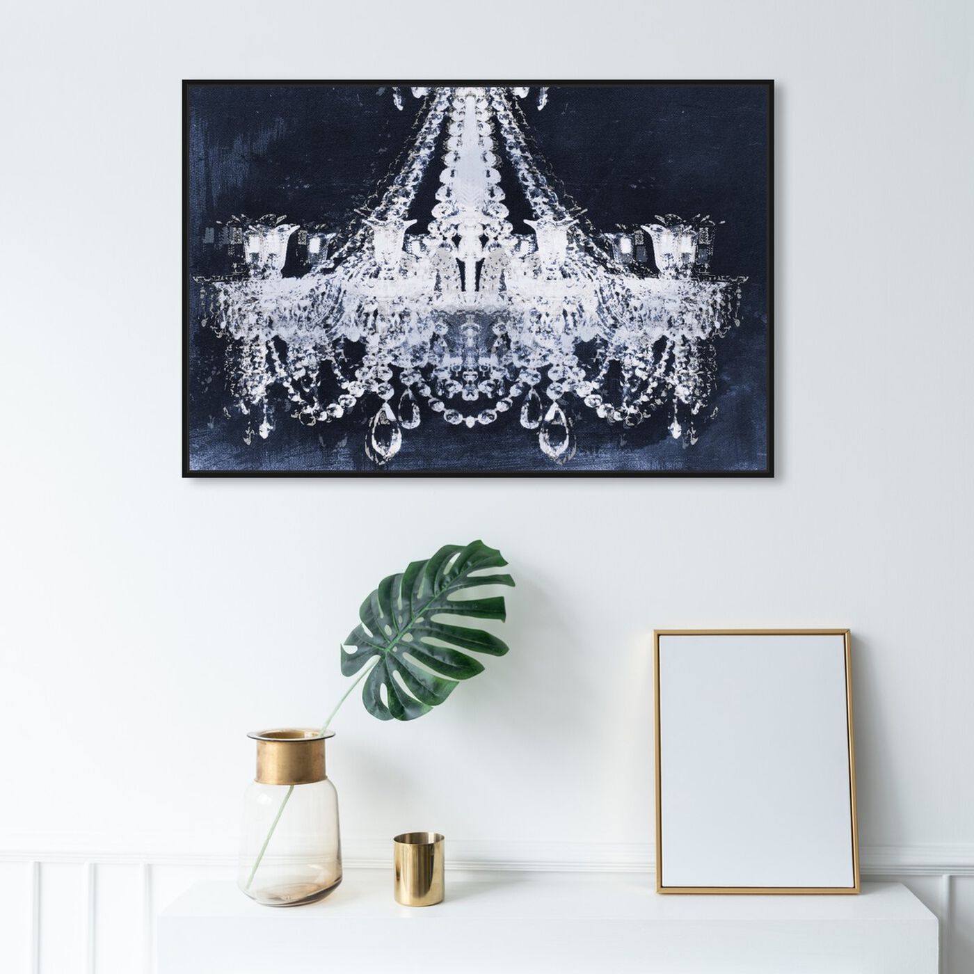 Hanging view of Dramatic Entrance Indigo featuring fashion and glam and chandeliers art.