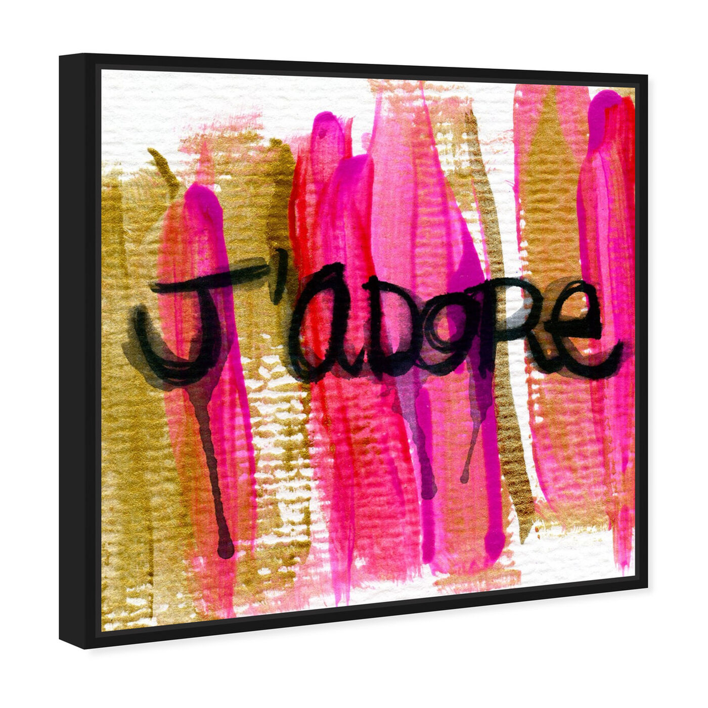 Angled view of J'Adore  featuring typography and quotes and love quotes and sayings art.