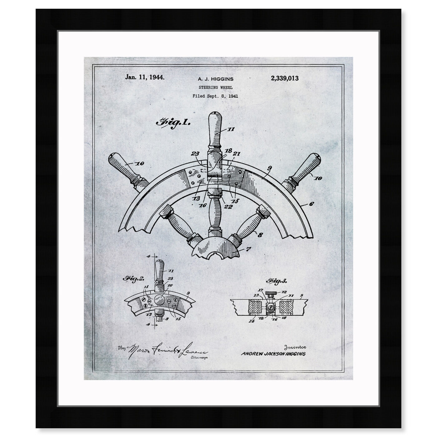 Front view of Steering Wheel 1944 featuring nautical and coastal and nautical terms art.