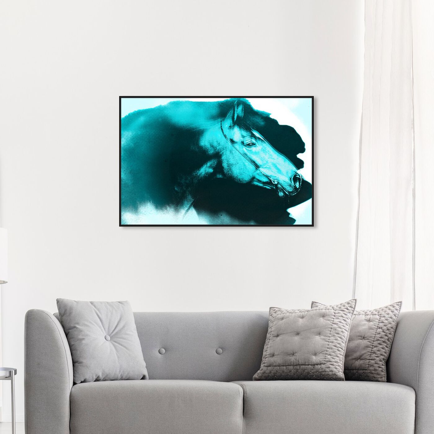 Hanging view of Carson Kressley - Absorbed Neon Blue featuring animals and farm animals art.